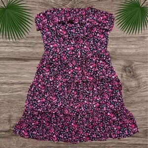 White House Black Market Dress Women's 8 Ditsy Floral Tiered Ruffle Strapless